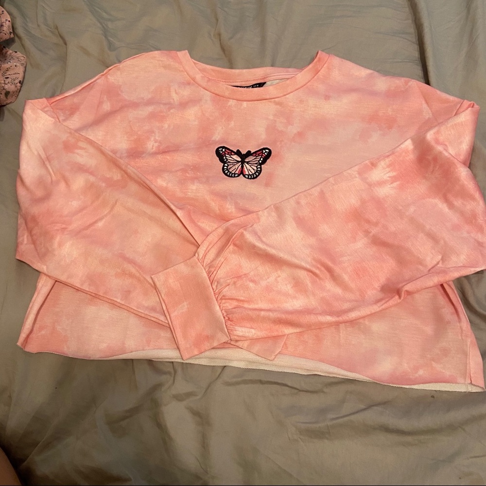 Pink Butterfly Long Sleeve Tee/Sweater